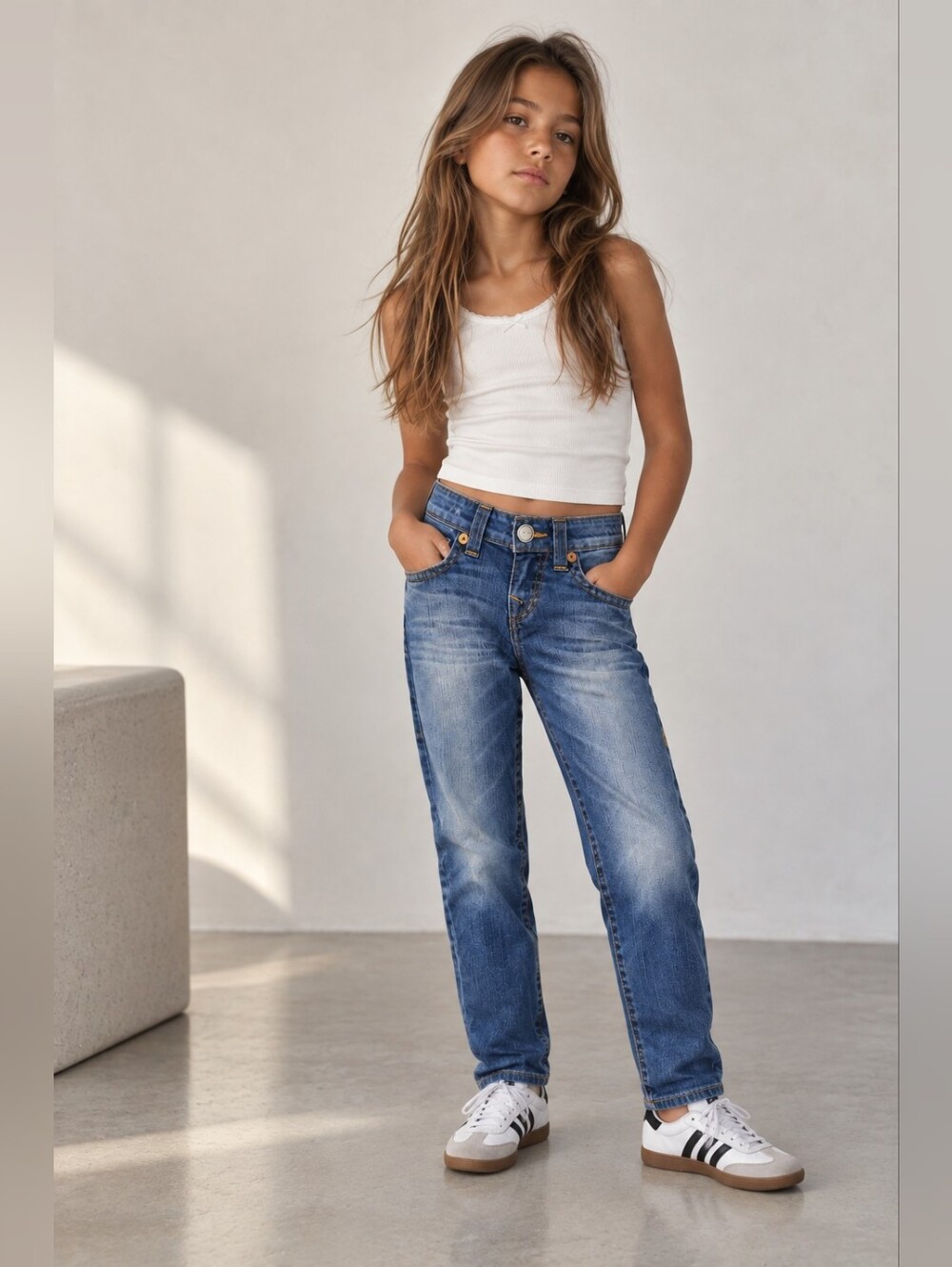 True Religion Girls Size 10 Brooklyn Bootcut Jeans Y2K Horseshoe Denim